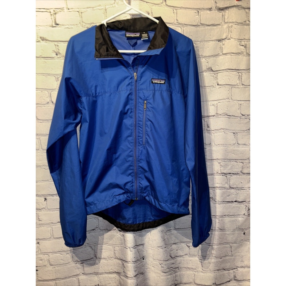 Mens Patagonia Full Zip Windbreaker Rain Jacket Royal Blue Size Small Hiking
